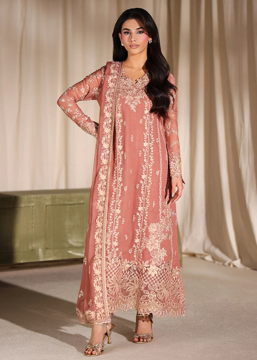 Buy Now Luxe Embroidered Chiffon '26 by Azure | Lilywood Online in US, UK, Canada, France, Italy, Germany, Greece, Sweden, Africa, UAE & Worldwide at Empress.