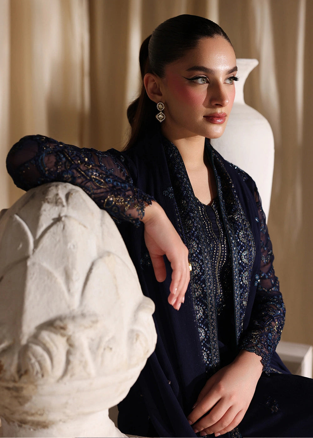 Buy Now Luxe Embroidered Chiffon '26 by Azure | Nova Night Online in US, UK, Canada, France, Italy, Germany, Greece, Sweden, Africa & Worldwide at Empress.