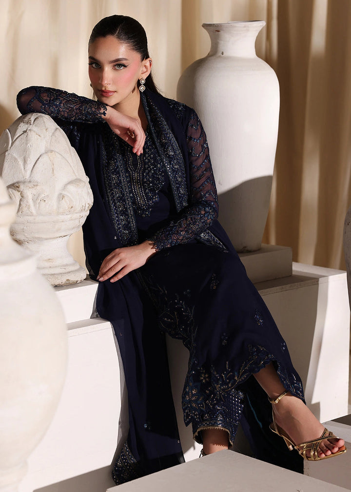 Buy Now Luxe Embroidered Chiffon '26 by Azure | Nova Night Online in US, UK, Canada, France, Italy, Germany, Greece, Sweden, Africa & Worldwide at Empress.