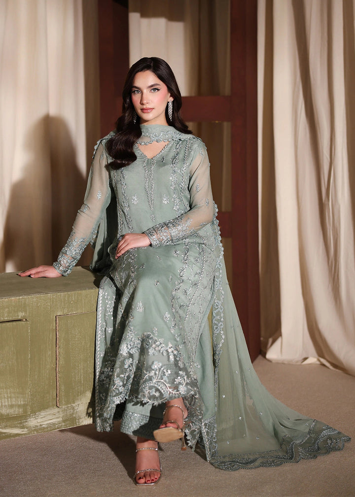 Buy Now Luxe Embroidered Chiffon '26 by Azure | Satin Sage Online in US, UK, Canada, France, Italy, Germany, Greece, Sweden, Africa & Worldwide at Empress.