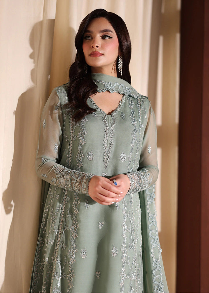 Buy Now Luxe Embroidered Chiffon '26 by Azure | Satin Sage Online in US, UK, Canada, France, Italy, Germany, Greece, Sweden, Africa & Worldwide at Empress.