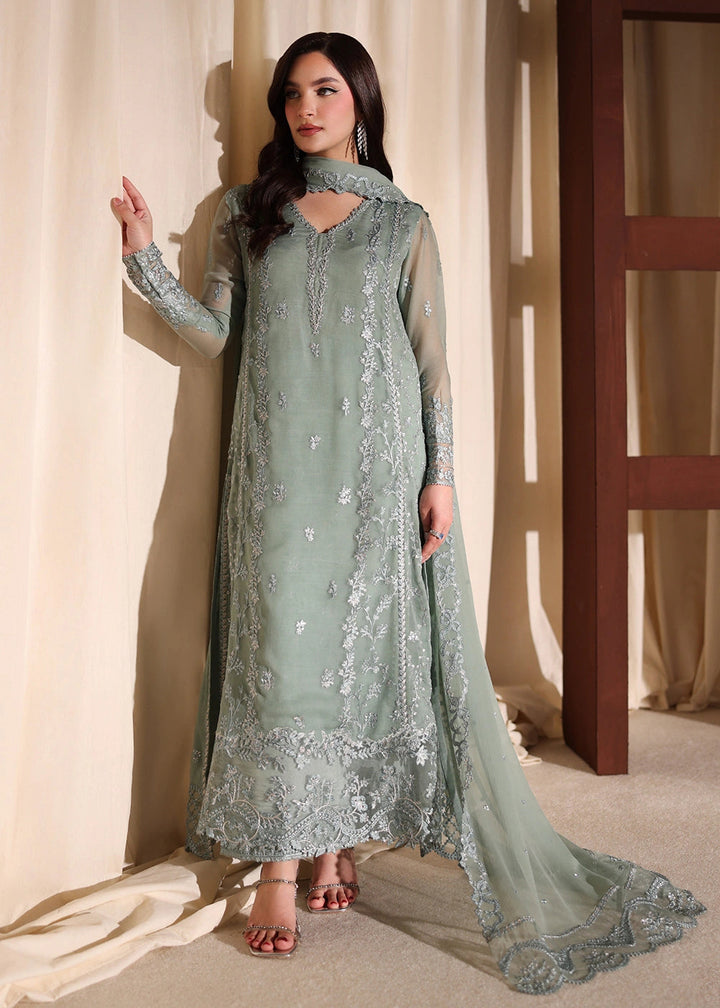 Buy Now Luxe Embroidered Chiffon '26 by Azure | Satin Sage Online in US, UK, Canada, France, Italy, Germany, Greece, Sweden, Africa & Worldwide at Empress.