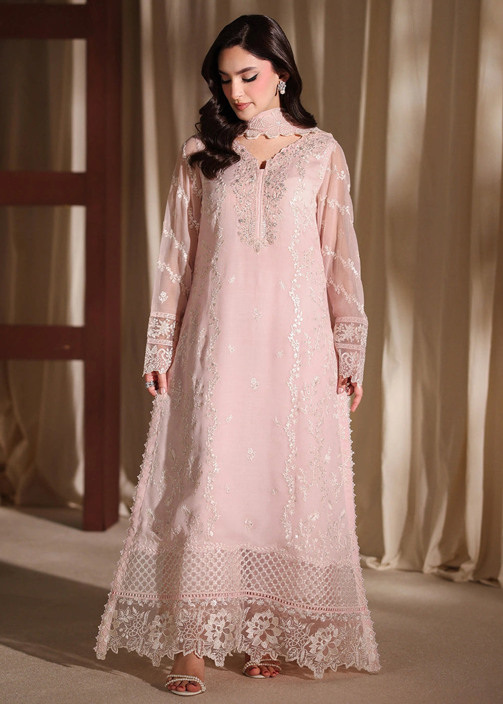 Buy Now Luxe Embroidered Chiffon '26 by Azure | Twirling Tulip Online in US, UK, Canada, France, Italy, Germany, Greece, Sweden, Africa & Worldwide at Empress.