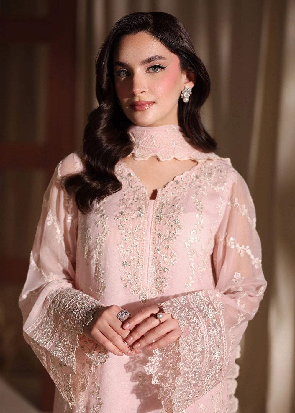 Buy Now Luxe Embroidered Chiffon '26 by Azure | Twirling Tulip Online in US, UK, Canada, France, Italy, Germany, Greece, Sweden, Africa & Worldwide at Empress.