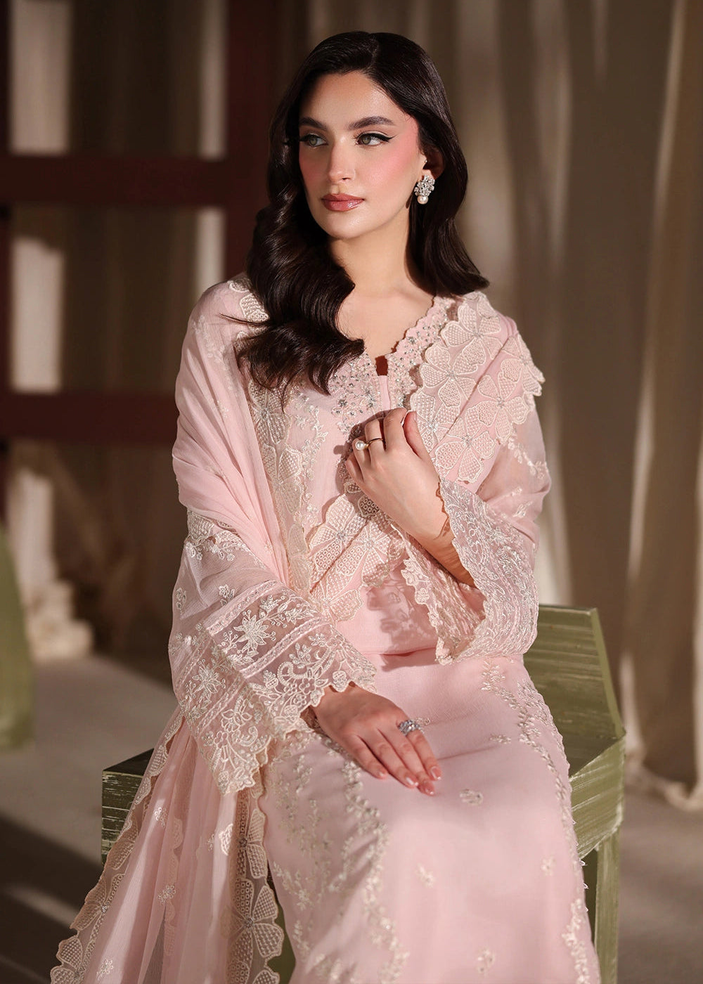 Buy Now Luxe Embroidered Chiffon '26 by Azure | Twirling Tulip Online in US, UK, Canada, France, Italy, Germany, Greece, Sweden, Africa & Worldwide at Empress.