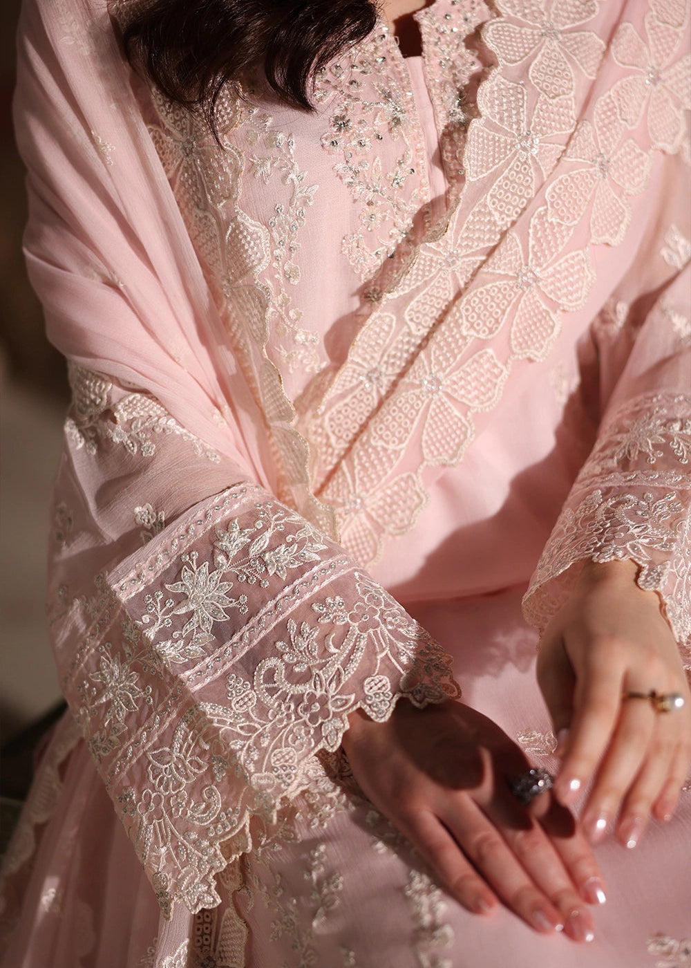 Buy Now Luxe Embroidered Chiffon '26 by Azure | Twirling Tulip Online in US, UK, Canada, France, Italy, Germany, Greece, Sweden, Africa & Worldwide at Empress.