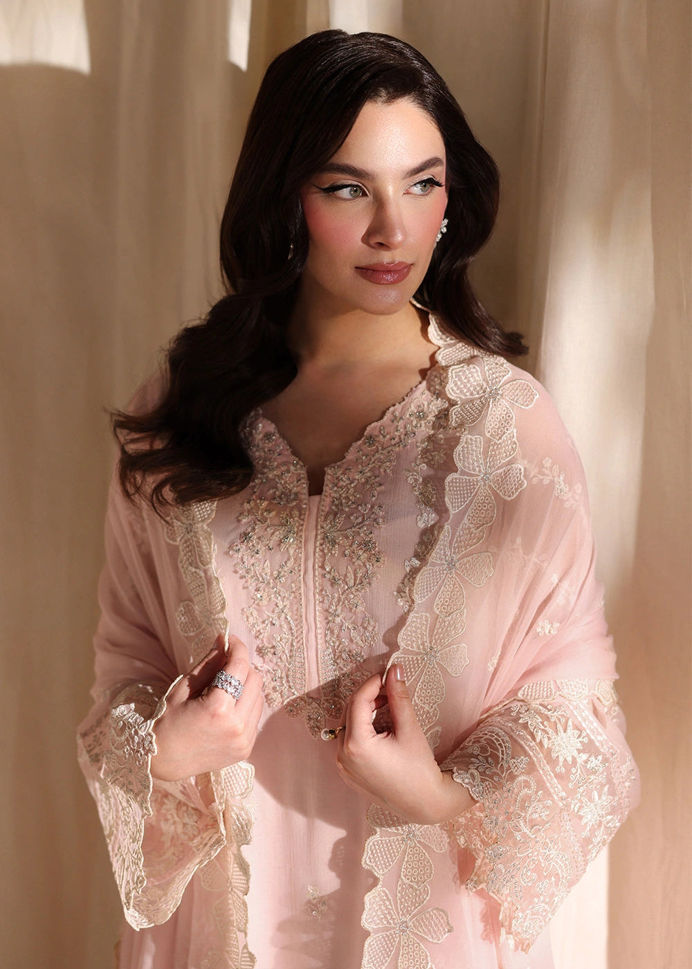 Buy Now Luxe Embroidered Chiffon '26 by Azure | Twirling Tulip Online in US, UK, Canada, France, Italy, Germany, Greece, Sweden, Africa & Worldwide at Empress.