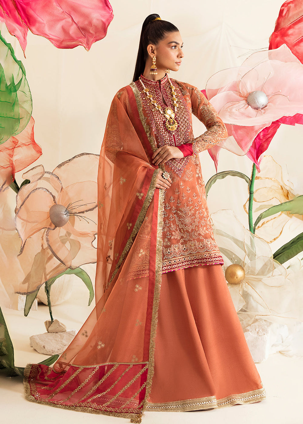 Buy Now Rust Pakistani Palazzo Suit | Ayzel | Fleur De Lis Formals’23 | Irisa Online in USA, UK, Canada & Worldwide at Empress Clothing. 