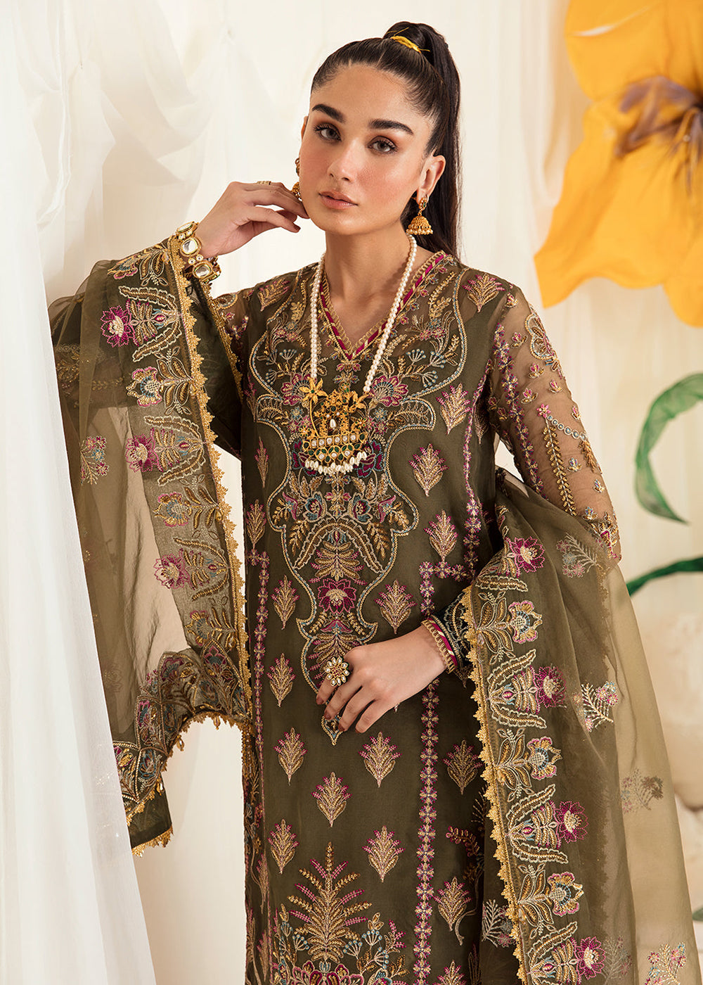 Buy Now Green Pakistani Sharara Suit | Ayzel | Fleur De Lis Formals’23 | Azalea Online in USA, UK, Canada & Worldwide at Empress Clothing.