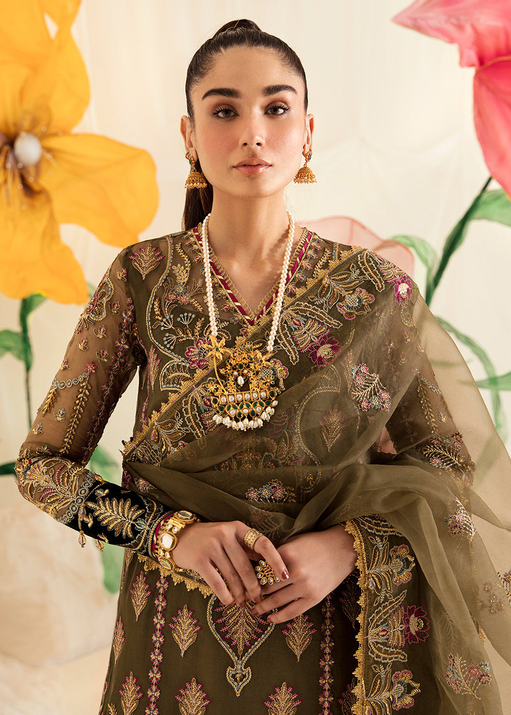 Buy Now Green Pakistani Sharara Suit | Ayzel | Fleur De Lis Formals’23 | Azalea Online in USA, UK, Canada & Worldwide at Empress Clothing.
