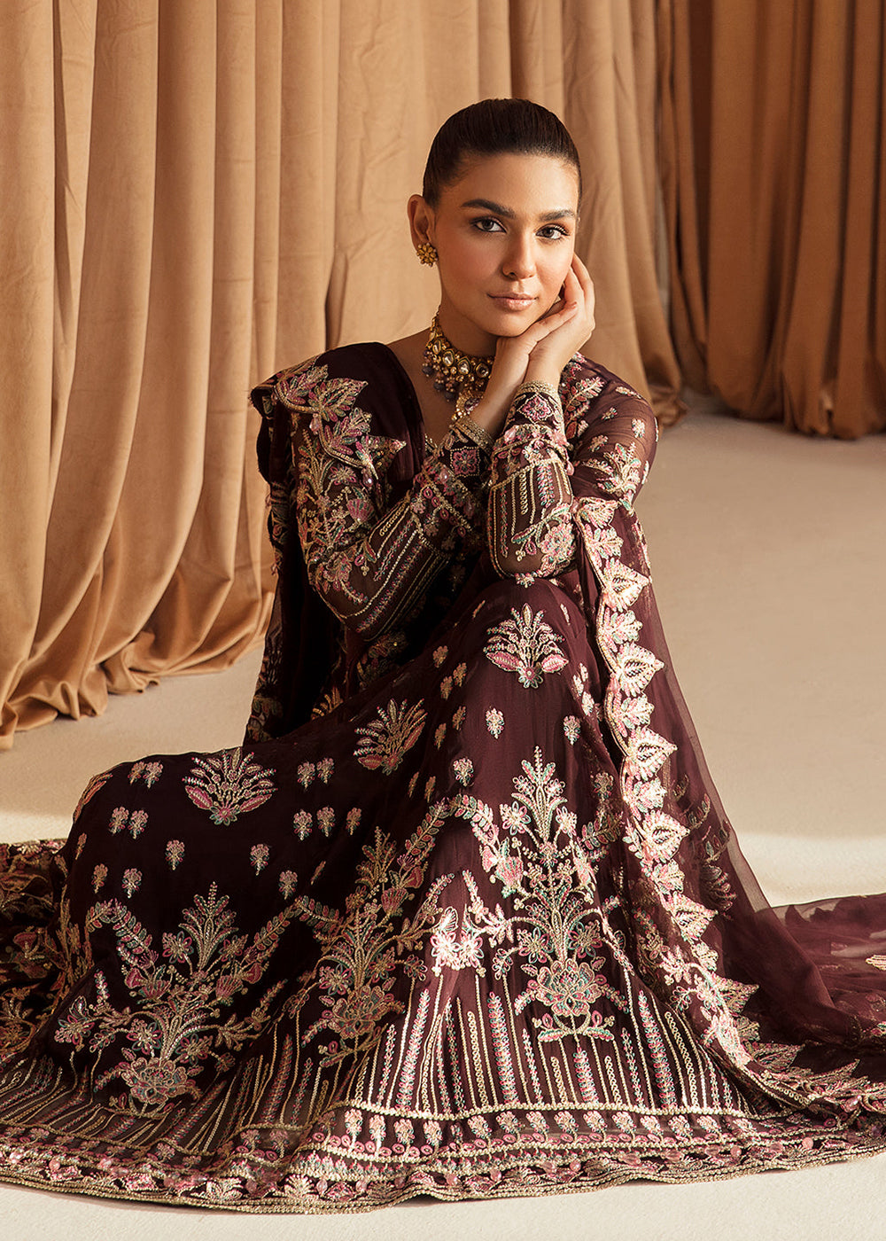 Brown Pakistani Maxi Dress | Ayzel | Fleur De Lis Formals23 | Camellia Brown Pakistani Maxi Dress | Ayzel | Fleur De Lis Formals23 | Camellia