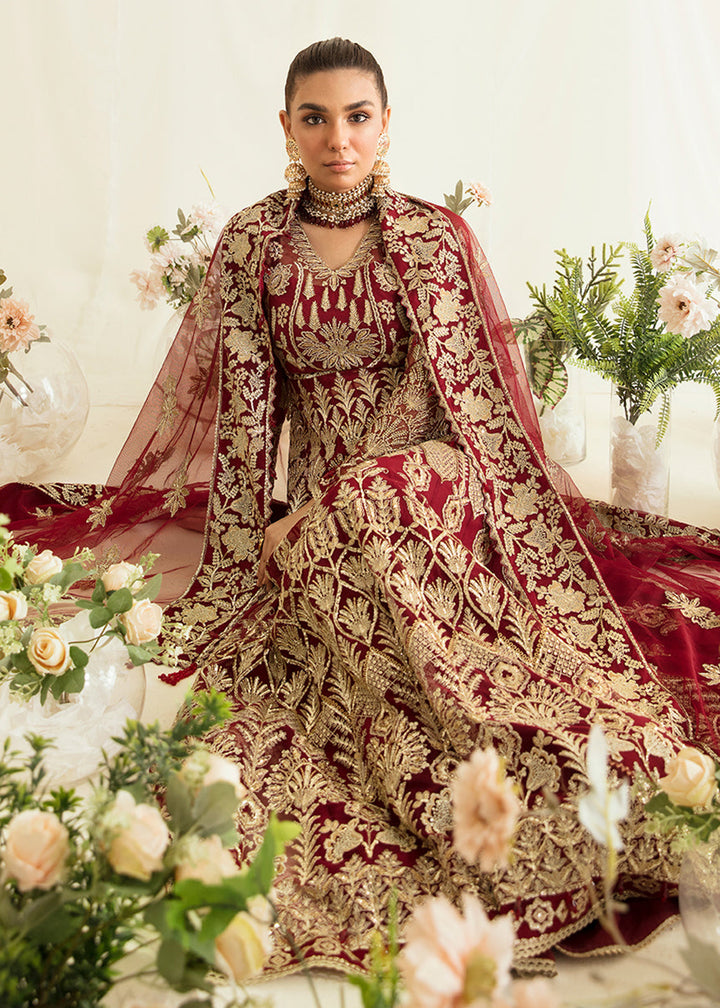 Buy Now Red Pakistani Maxi Dress | Ayzel | Fleur De Lis Formals’23 | Tresor Online in USA, UK, Canada & Worldwide at Empress Clothing.