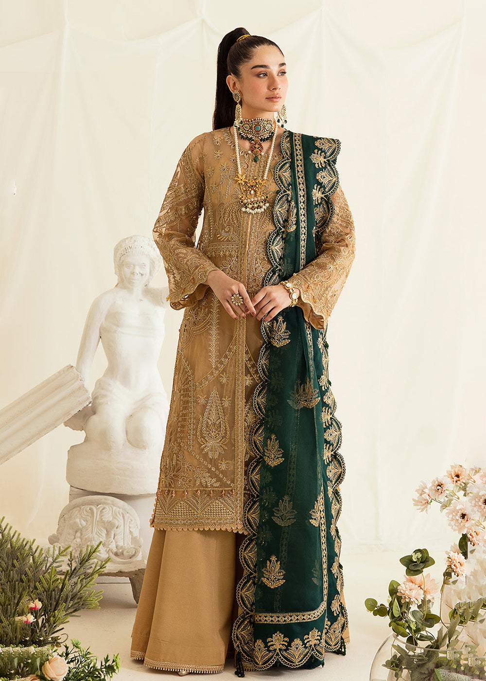 Buy Now Beige Pakistani Palazzo Suit | Ayzel | Fleur De Lis Formals’23 | Clovera Online in USA, UK, Canada & Worldwide at Empress Clothing. 