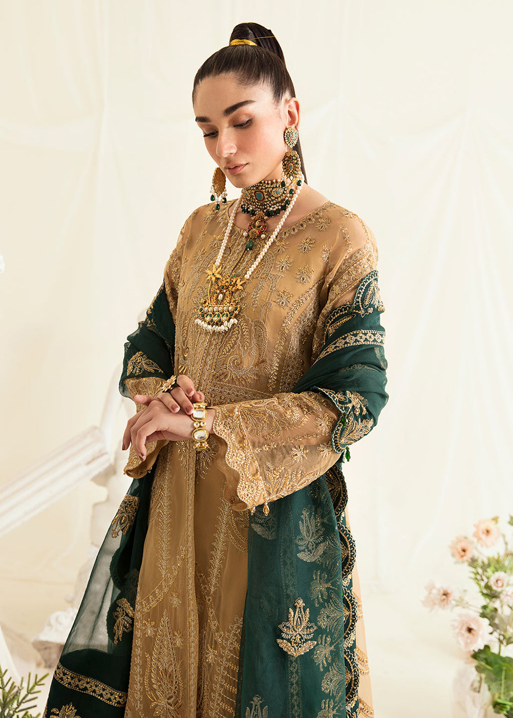 Buy Now Beige Pakistani Palazzo Suit | Ayzel | Fleur De Lis Formals’23 | Clovera Online in USA, UK, Canada & Worldwide at Empress Clothing. 