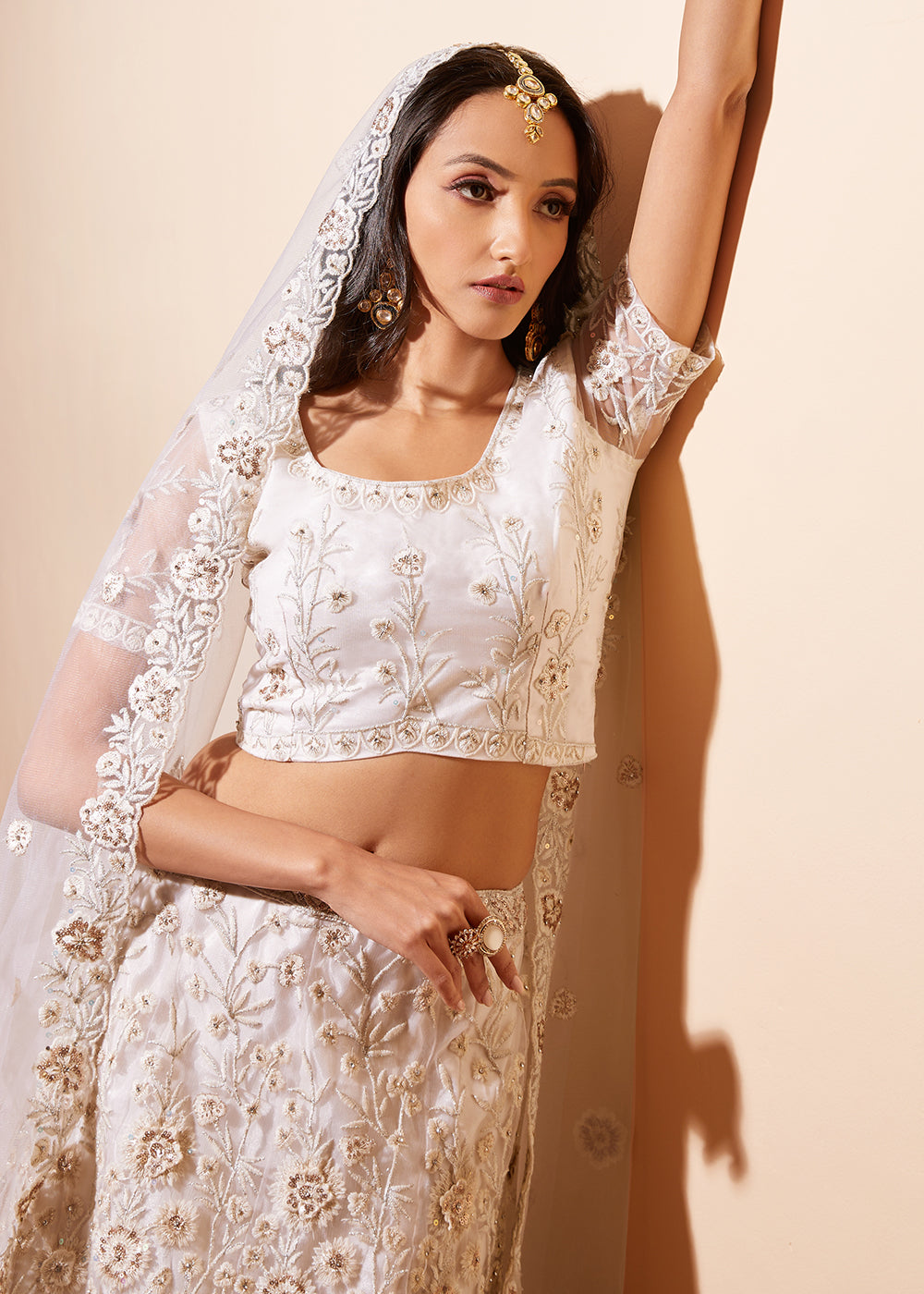 Buy Now Off White Beautifully Heavy Embroidered Bridal Lehenga Choli Online in USA, UK, Canada & Worldwide at Empress Clothing. 