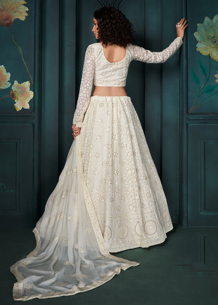 Buy Now Off White Cording Embroidered Wedding Lehenga Choli Online in USA, UK, Canada, UAE & Worldwide at Empress Clothing. 