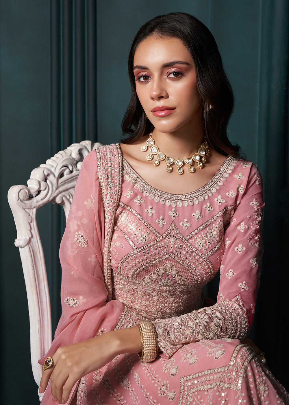 Buy Now Pink Cording Embroidered Wedding Lehenga Choli Online in USA, UK, Canada, UAE & Worldwide at Empress Clothing. 