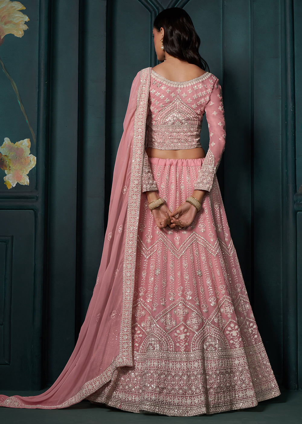 Buy Now Pink Cording Embroidered Wedding Lehenga Choli Online in USA, UK, Canada, UAE & Worldwide at Empress Clothing. 