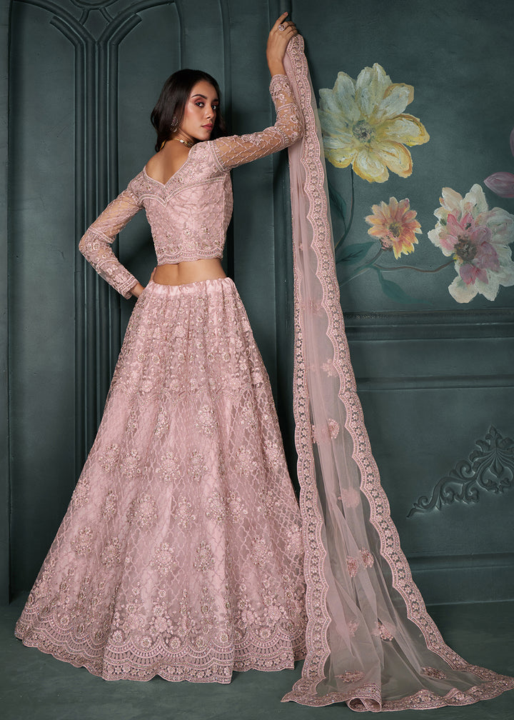 Buy Now Heritage Pink Beautifully Embroidered Bridal Lehenga Choli Online in USA, UK, Canada & Worldwide at Empress Clothing. 