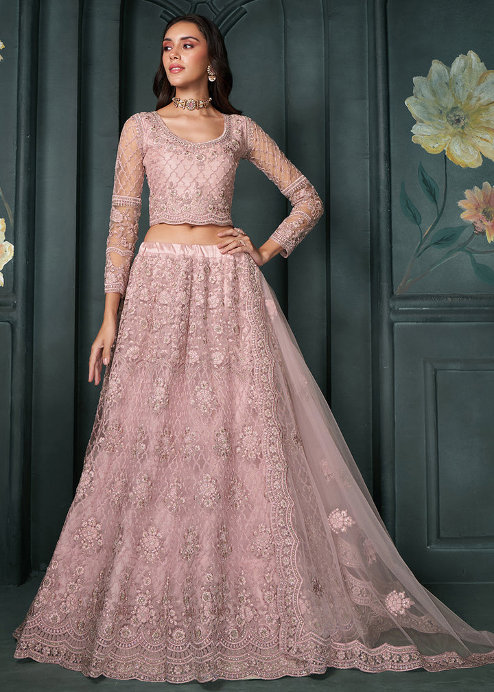 Buy Now Heritage Pink Beautifully Embroidered Bridal Lehenga Choli Online in USA, UK, Canada & Worldwide at Empress Clothing. 