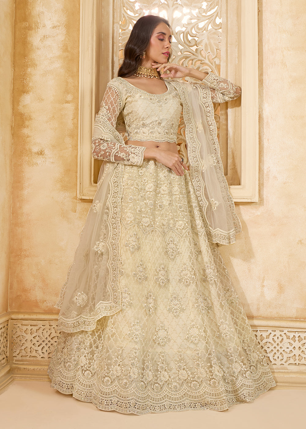 Lehenga Choli Wedding Dresses Yellow And White Yellow Lehenga