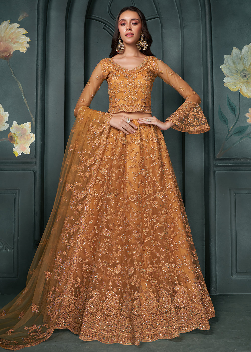 Buy Now Heritage Orange  Beautifully Embroidered Bridal Lehenga Choli Online in USA, UK, Canada & Worldwide at Empress Clothing. 