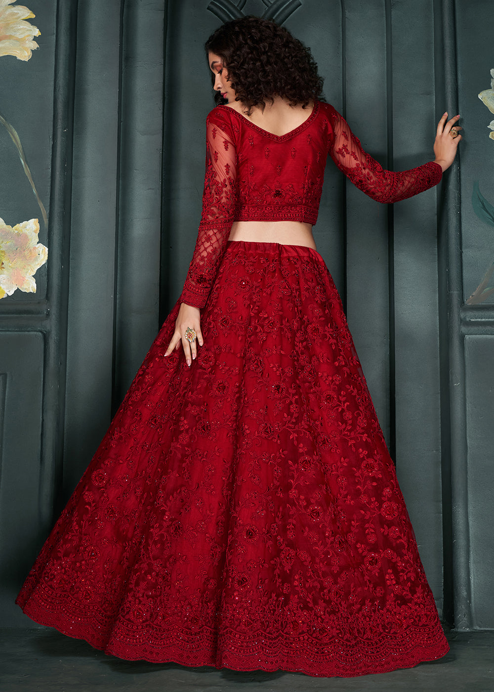 Buy Now Heritage Red Beautifully Embroidered Bridal Lehenga Choli Online in USA, UK, Canada & Worldwide at Empress Clothing. 