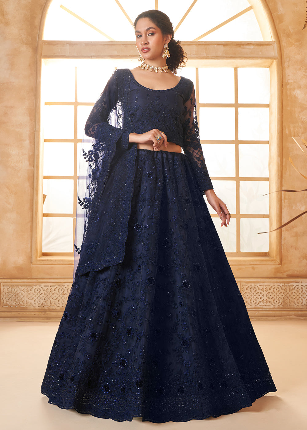 One shoulder blue lengha for Women Ready To Wear Custom Size, brocade Work, Designer Indian Bridal & deals Bridesmaid Wedding Dress, USA UK Canada