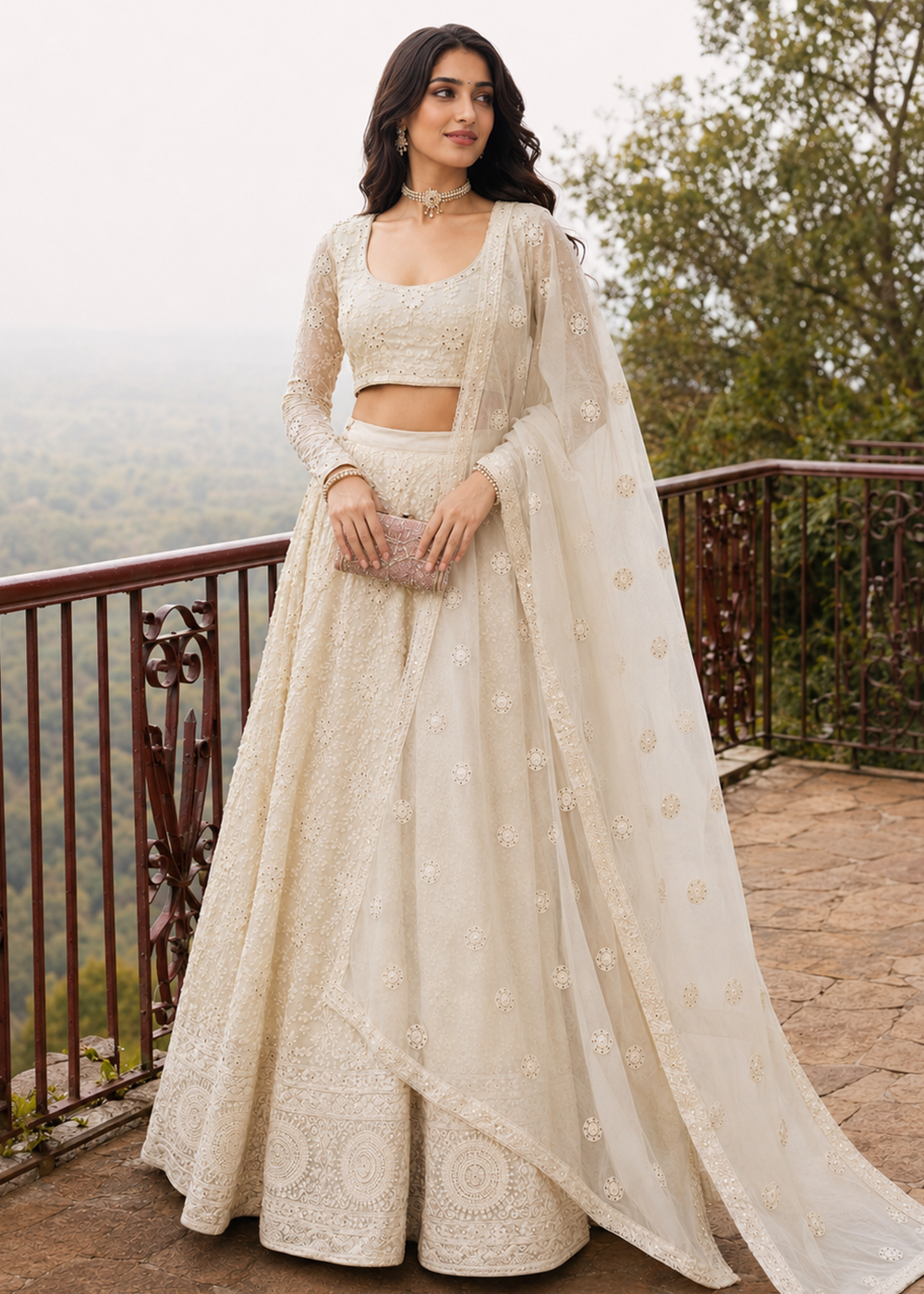 Buy Now Great Off White Embroidered Stylist Wedding Lehenga Choli Online in US, UK, Canada, France, Italy, Germany, Sweden, Austria, UAE &amp; Worldwide at Empress.