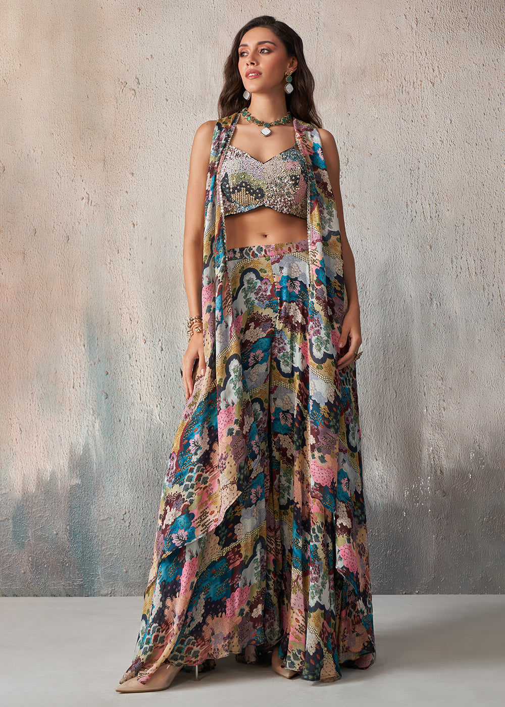 Buy Now Designer Printed Blue Crop Top Style Lehenga Choli Online in USA, UK, Canada & Worldwide at Empress Clothing