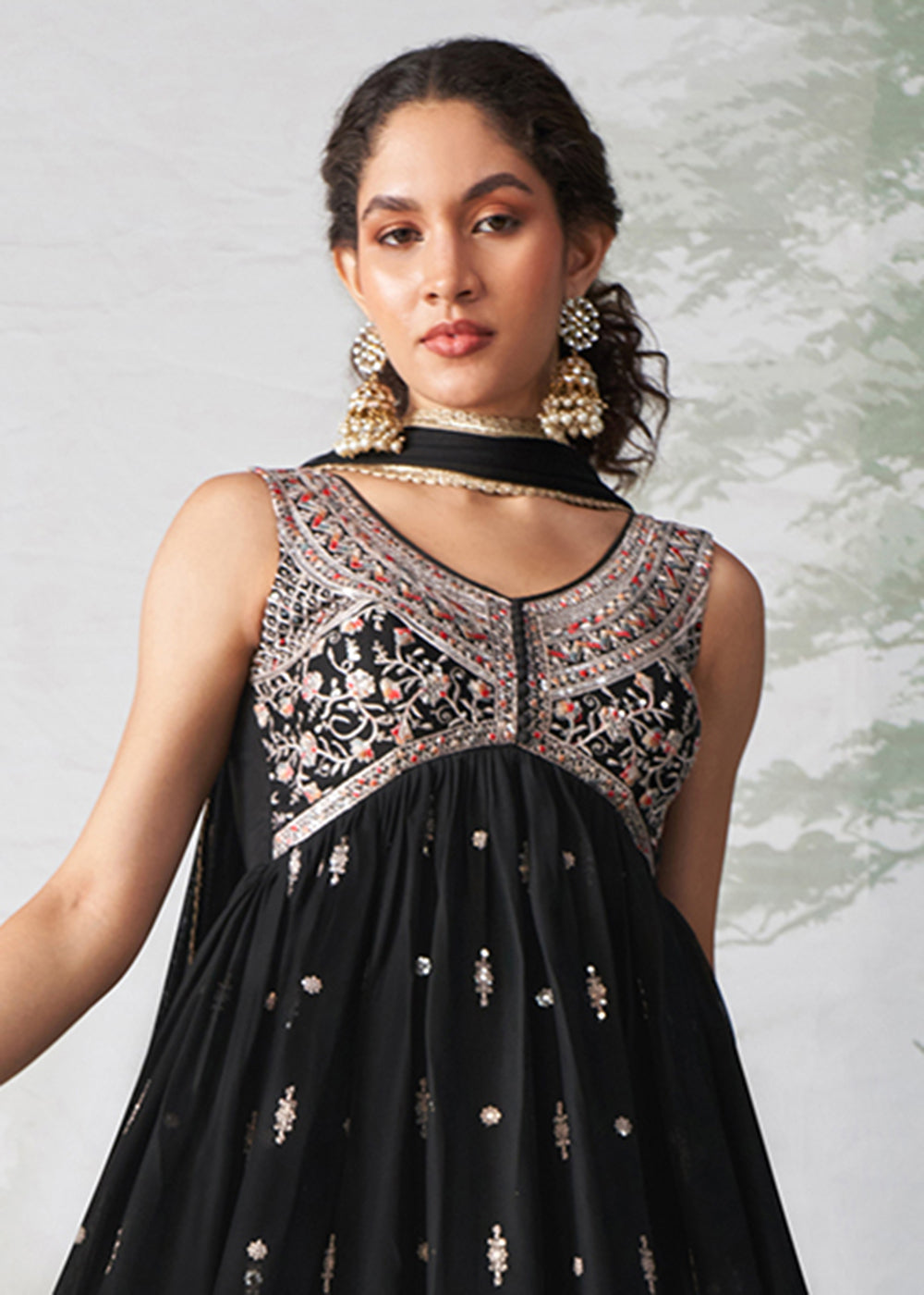 Buy Now Black Multi Thread Embroidered Anarkali Style Suit Online in USA, UK, Australia, New Zealand, Canada & Worldwide at Empress Clothing.