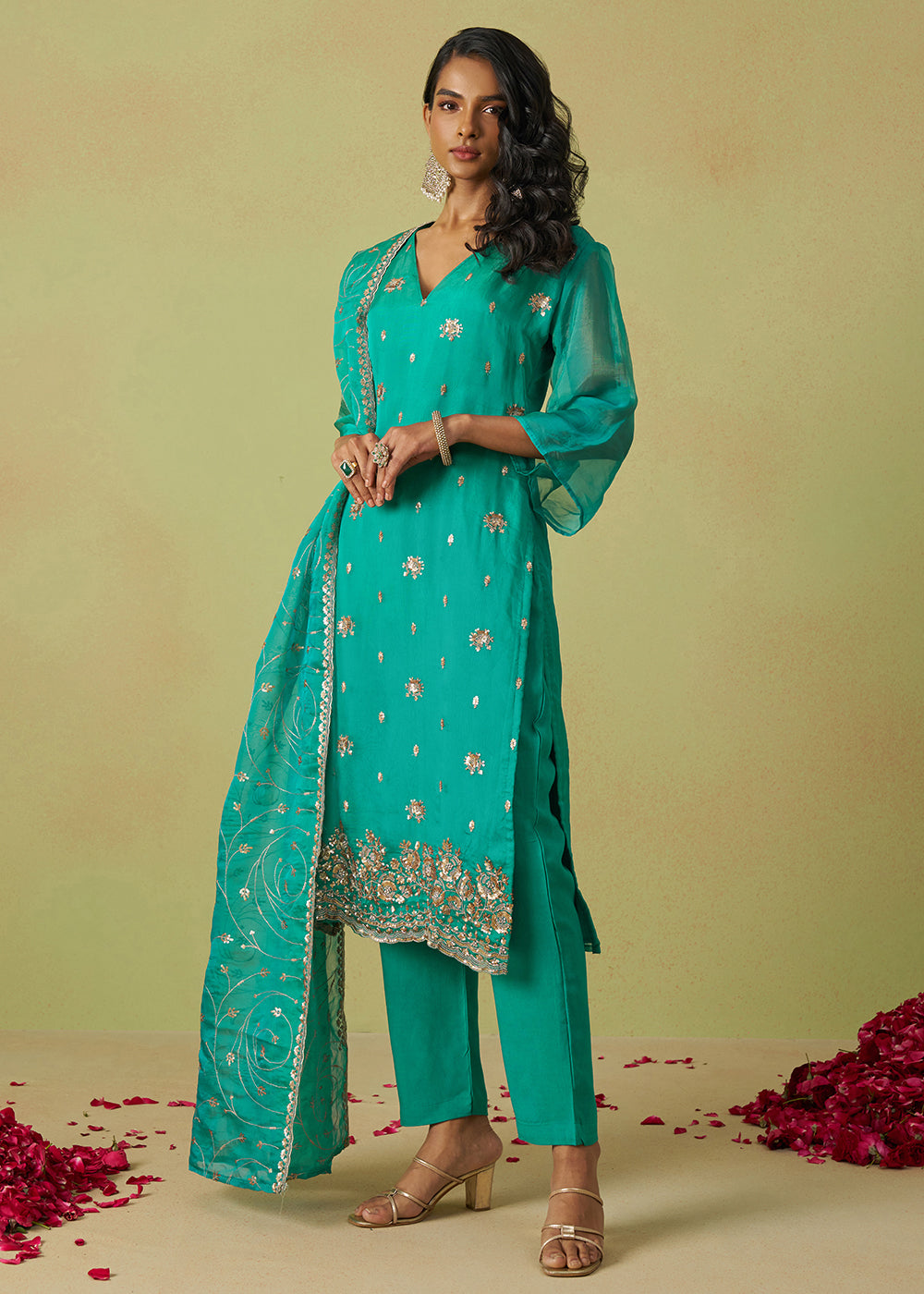 Buy Now Festive Wear Blue Pure Shimmer Organza Salwar Suit Online in USA, UK, Canada, Germany, Italy, UAE & Worldwide at Empress Clothing. 