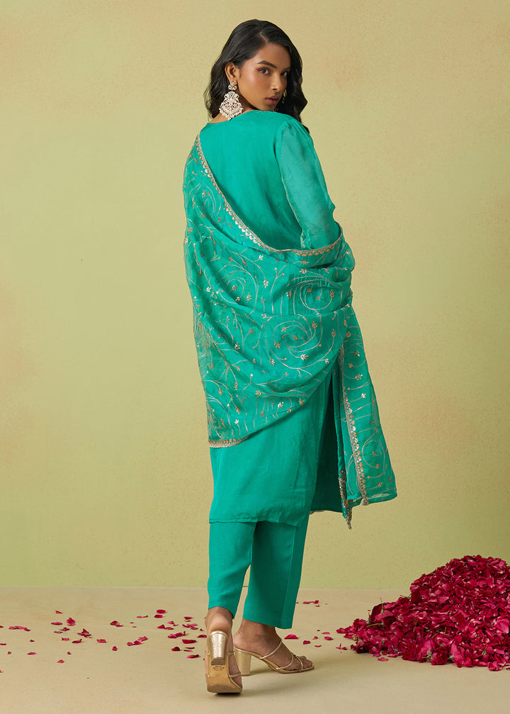 Buy Now Festive Wear Blue Pure Shimmer Organza Salwar Suit Online in USA, UK, Canada, Germany, Italy, UAE & Worldwide at Empress Clothing. 