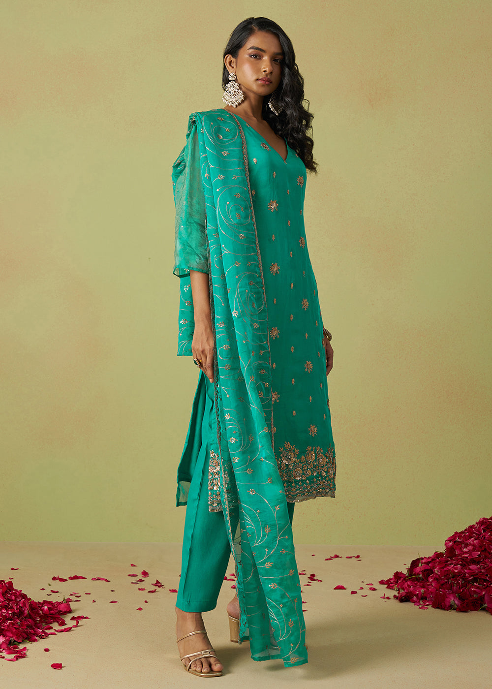 Buy Now Festive Wear Blue Pure Shimmer Organza Salwar Suit Online in USA, UK, Canada, Germany, Italy, UAE & Worldwide at Empress Clothing. 