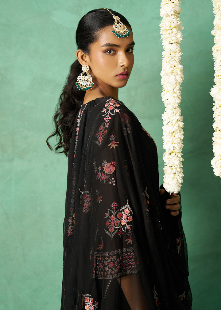 Buy Now Pure Organza Black Finest Embroidered Pant Style Salwar Suit Online in USA, UK, Canada, Germany, Italy, UAE & Worldwide at Empress Clothing. 