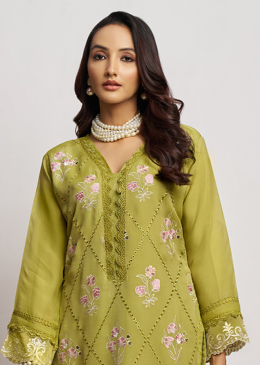 Buy Now Pure Organza Green Embroidered Eid Festive Salwar Suit Online in USA, UK, Canada, Germany, Italy, UAE, France & Worldwide at Empress Clothing.