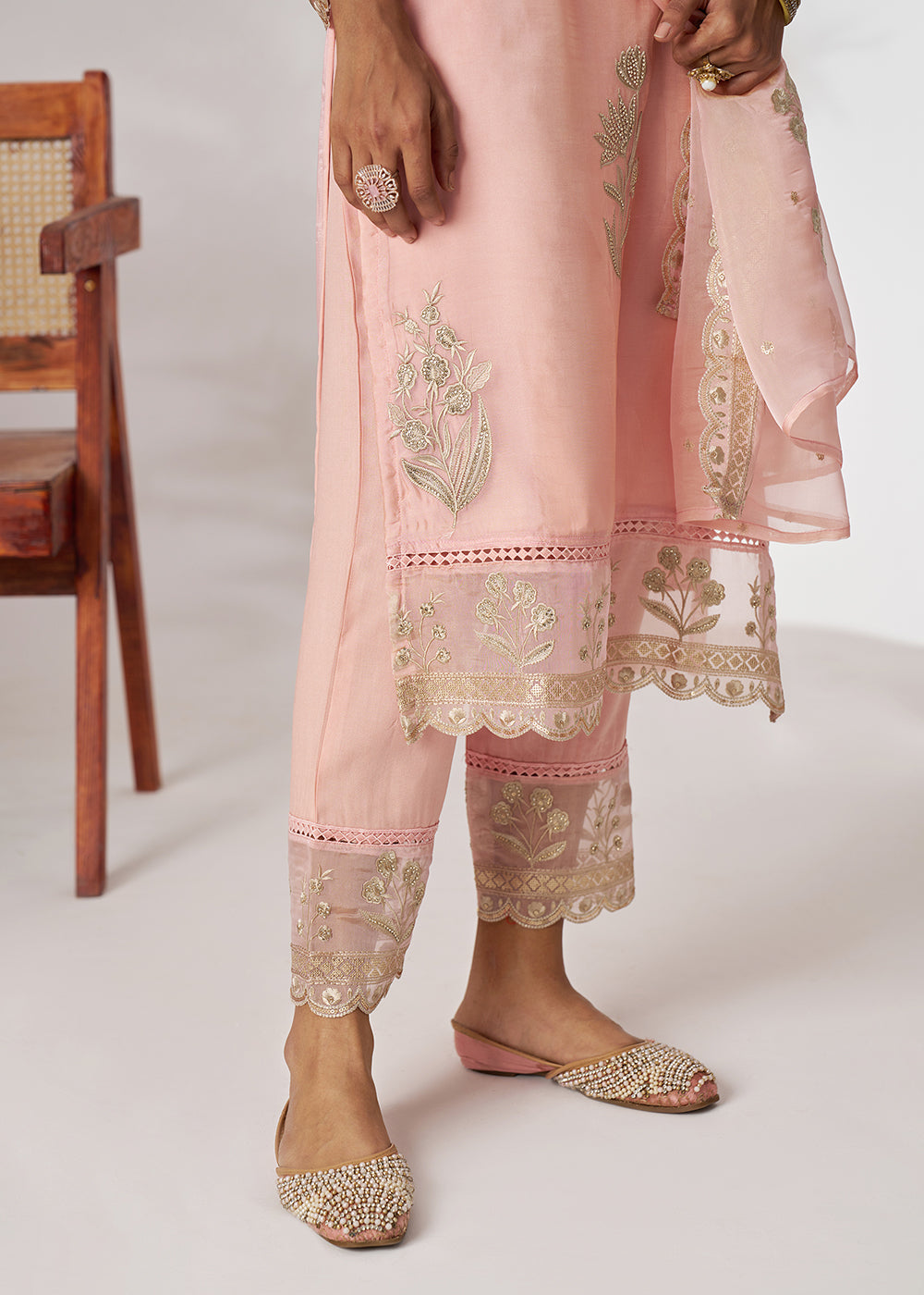 Buy Now Pakistani Style Peach Embroidered Pant Style Suit Online in USA, UK, Canada, Germany, Italy, UAE, France & Worldwide at Empress Clothing.