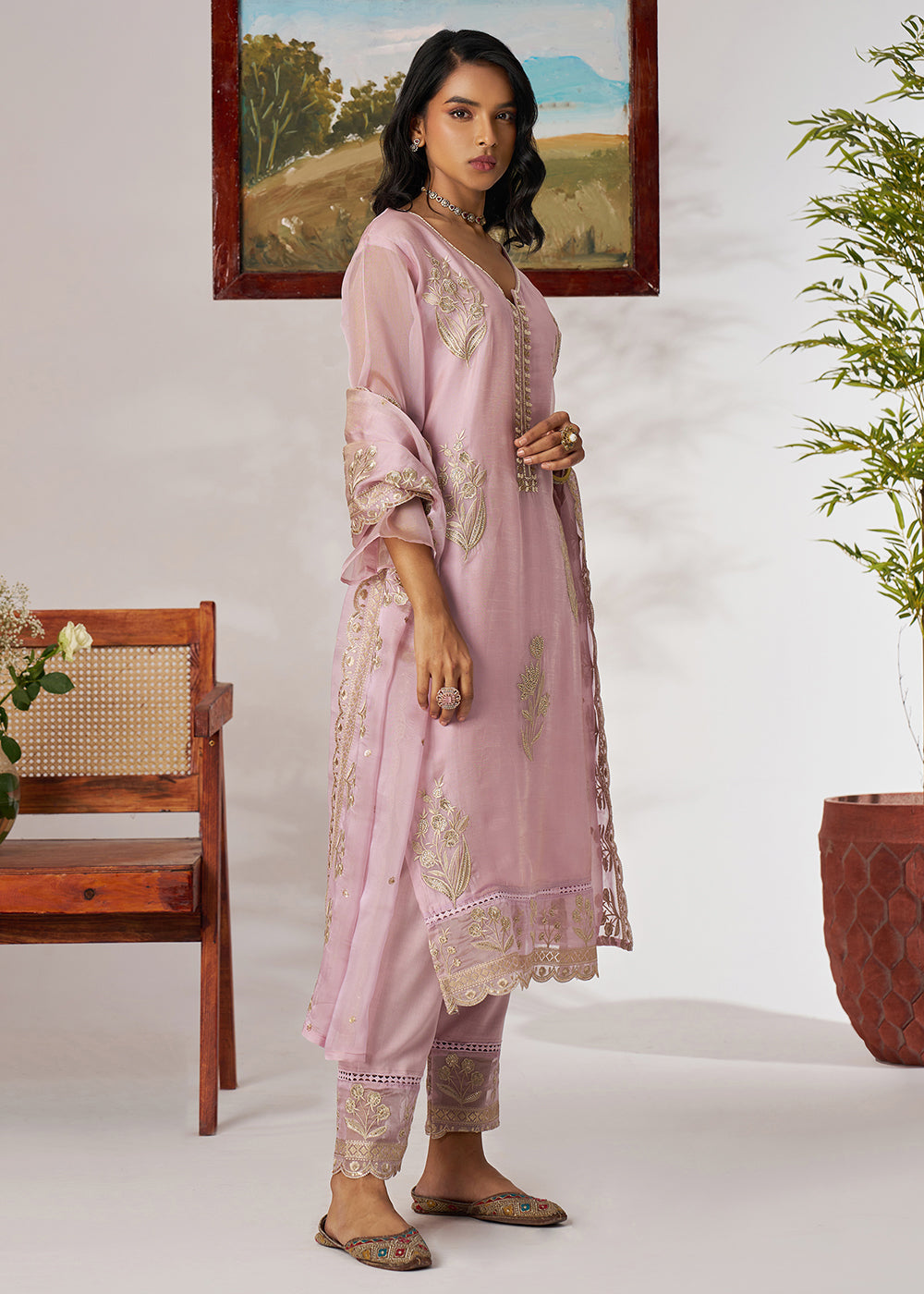 Buy Now Pakistani Style Lavender Embroidered Pant Style Suit Online in USA, UK, Canada, Germany, Italy, UAE, France & Worldwide at Empress Clothing. 