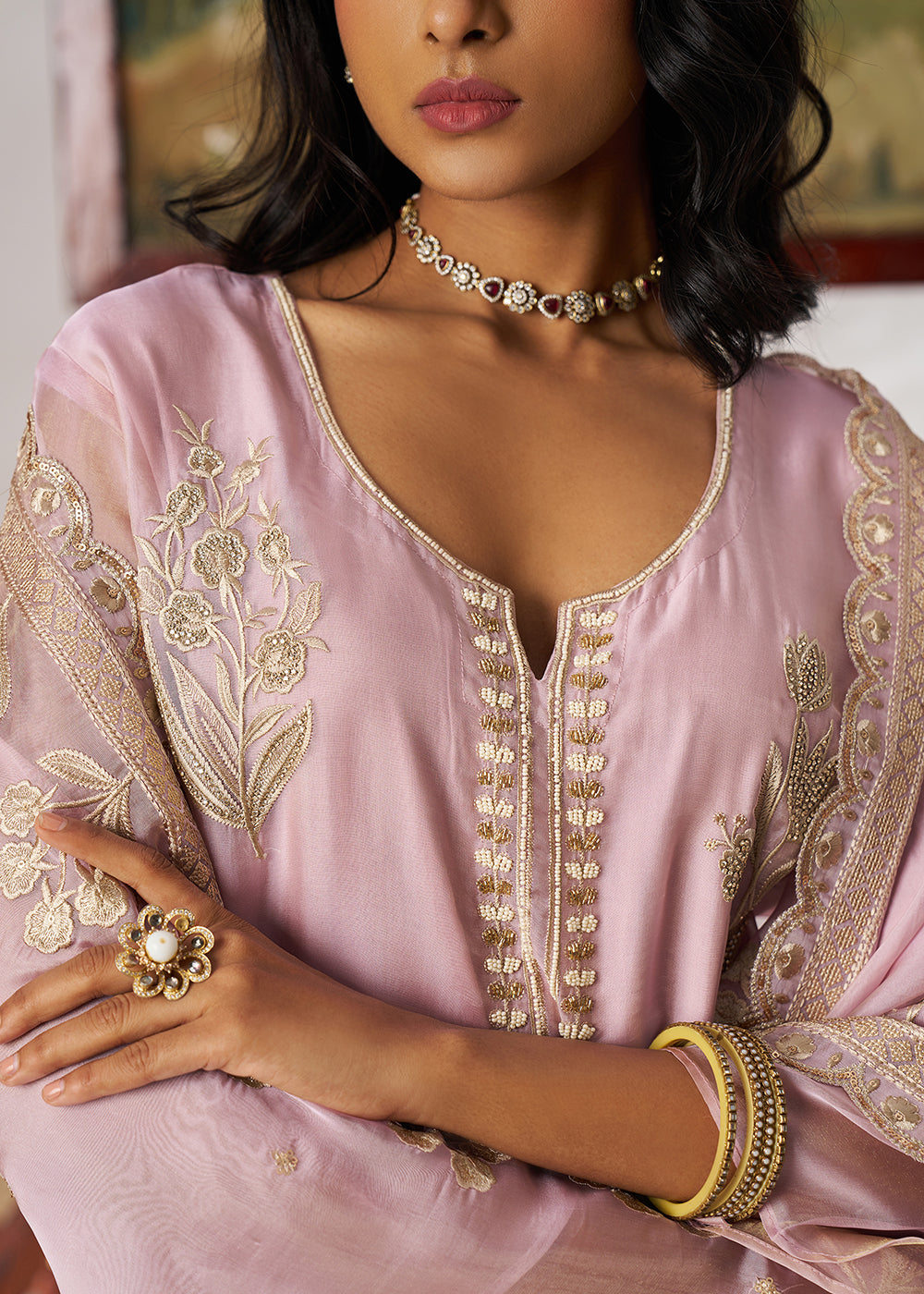 Buy Now Pakistani Style Lavender Embroidered Pant Style Suit Online in USA, UK, Canada, Germany, Italy, UAE, France & Worldwide at Empress Clothing. 