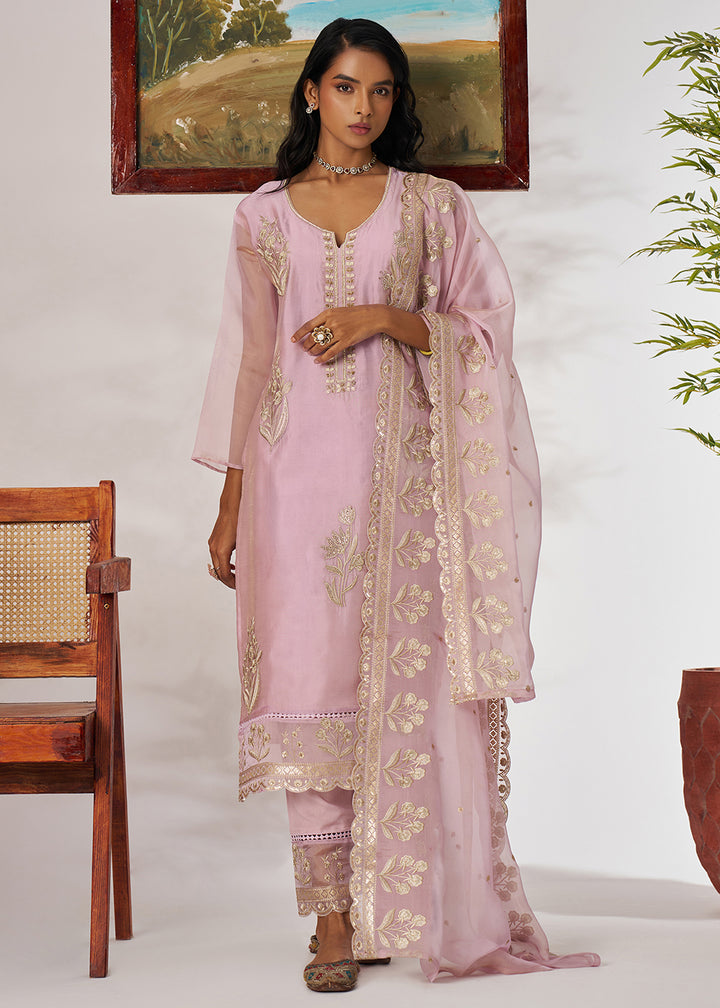 Buy Now Pakistani Style Lavender Embroidered Pant Style Suit Online in USA, UK, Canada, Germany, Italy, UAE, France & Worldwide at Empress Clothing. 