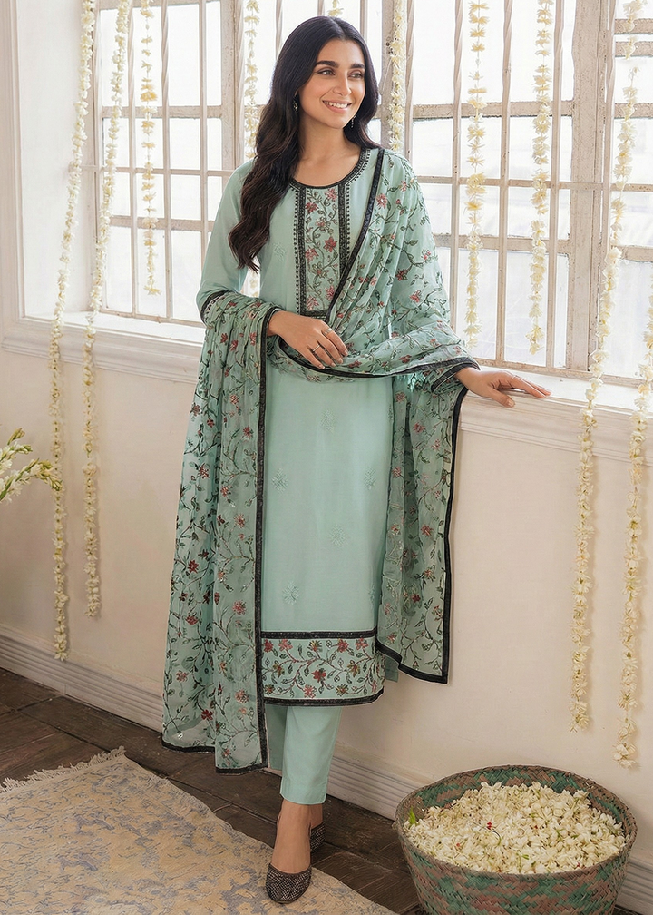 Buy Now Blue Embroidered Casual Festive Style Pant Suit Online in USA, UK, Canada, Germany, Italy, France, Austria, UAE, Qatar & Worldwide at Empress Clothing.