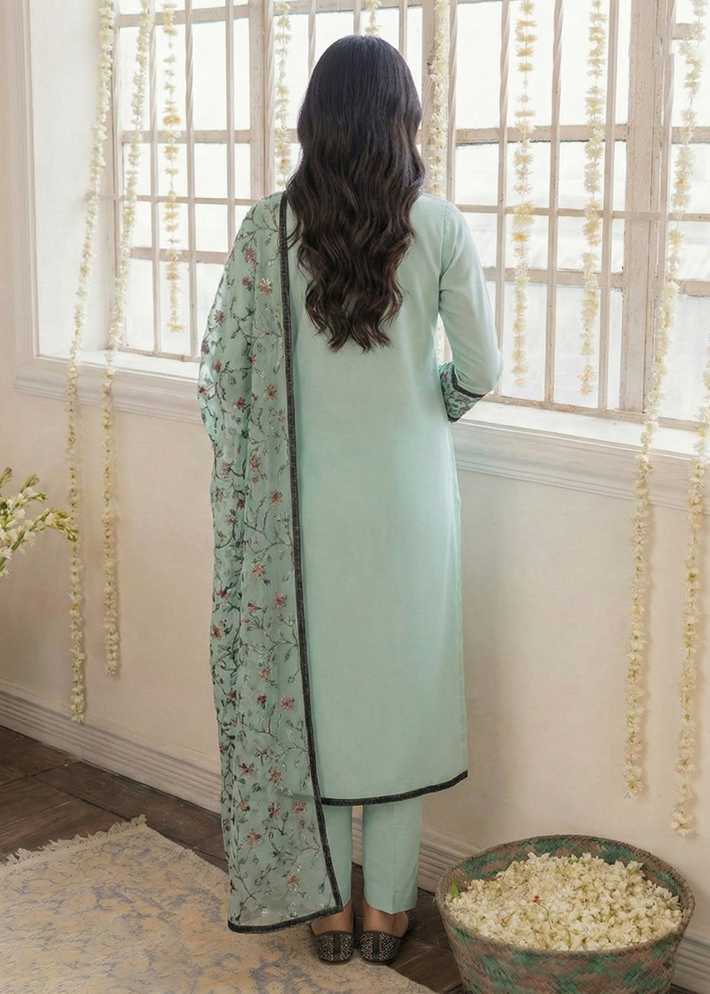 Buy Now Blue Embroidered Casual Festive Style Pant Suit Online in USA, UK, Canada, Germany, Italy, France, Austria, UAE, Qatar & Worldwide at Empress Clothing.