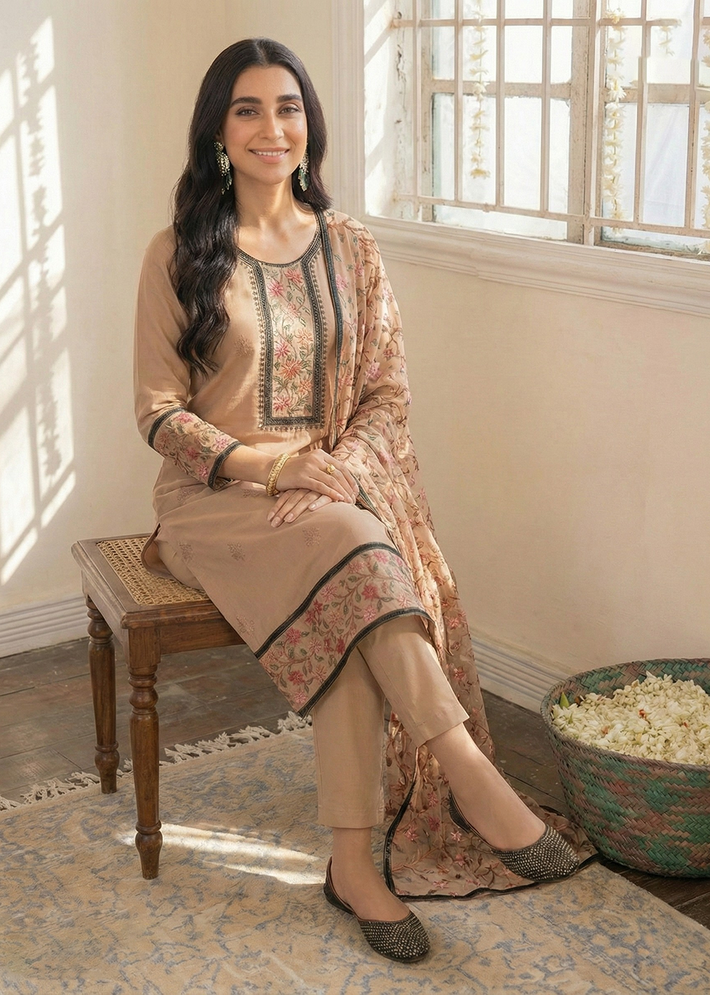 Buy Now Brown Embroidered Casual Festive Style Pant Suit Online in USA, UK, Canada, Germany, Italy, France, Austria, UAE, Qatar & Worldwide at Empress Clothing.