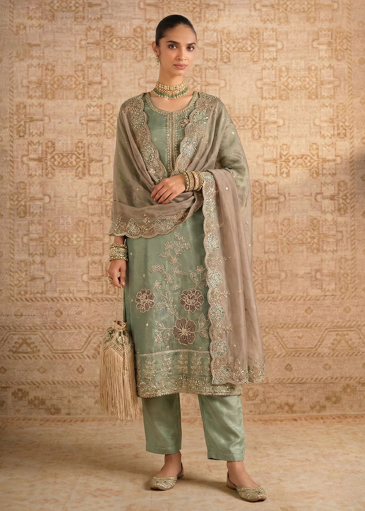 Buy Now Blue Pure Shimmer Silk Designer Salwar Kurta Set Online in US, UK, Canada, Netherlands, Germany, Italy, France, Sweden, UAE & Worldwide at Empress.