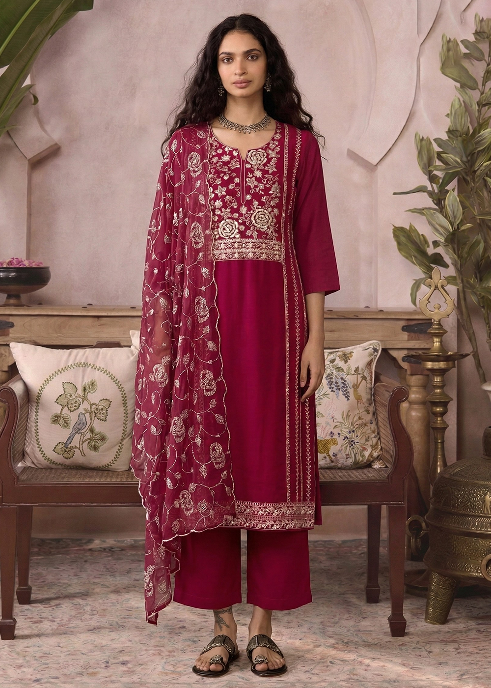 Buy Now Pink Pure Organza Festive Style Salwar Kurta Set Online in US, UK, Canada, Netherlands, Germany, Italy, France, Sweden, Denmark & Worldwide at Empress.