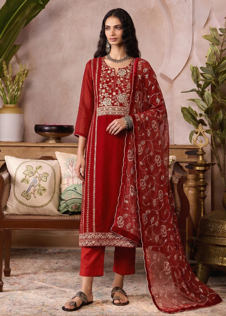 Buy Now Orange Pure Organza Festive Style Salwar Kurta Set Online in US, UK, Canada, Netherlands, Germany, Italy, France, Sweden, Denmark & Worldwide at Empress.