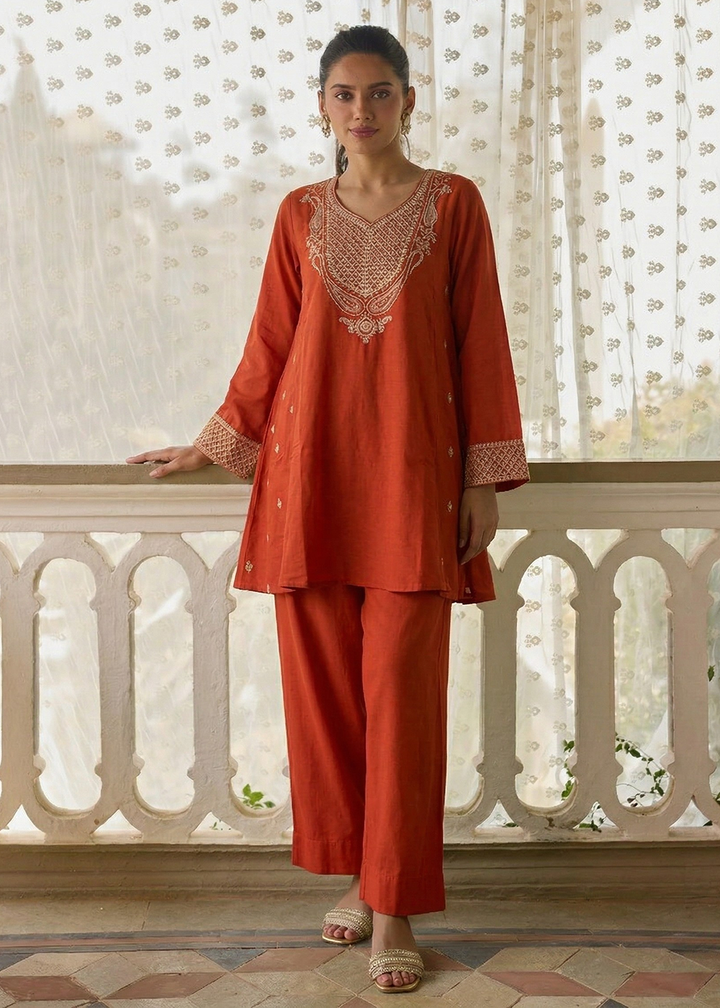 Buy Now Designer Style Orange Festive Pant Style Salwar Suit Online in US, UK, Canada, Netherlands, Germany, Italy, France, Sweden, UAE & Worldwide at Empress.