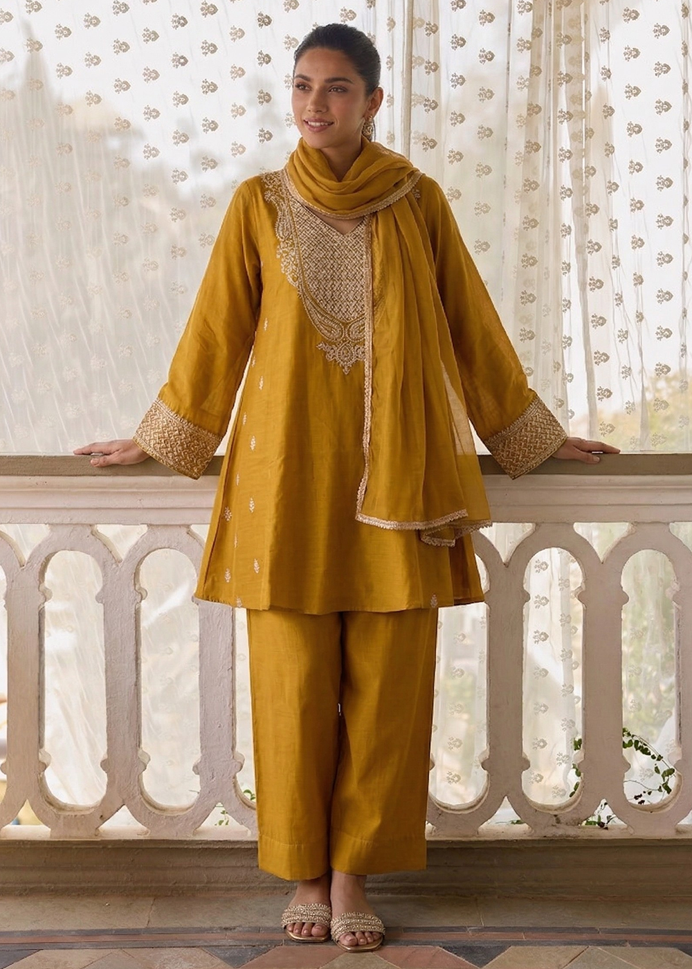 Buy Now Designer Style Yellow Festive Pant Style Salwar Suit Online in US, UK, Canada, Netherlands, Germany, Italy, France, Sweden, UAE & Worldwide at Empress.