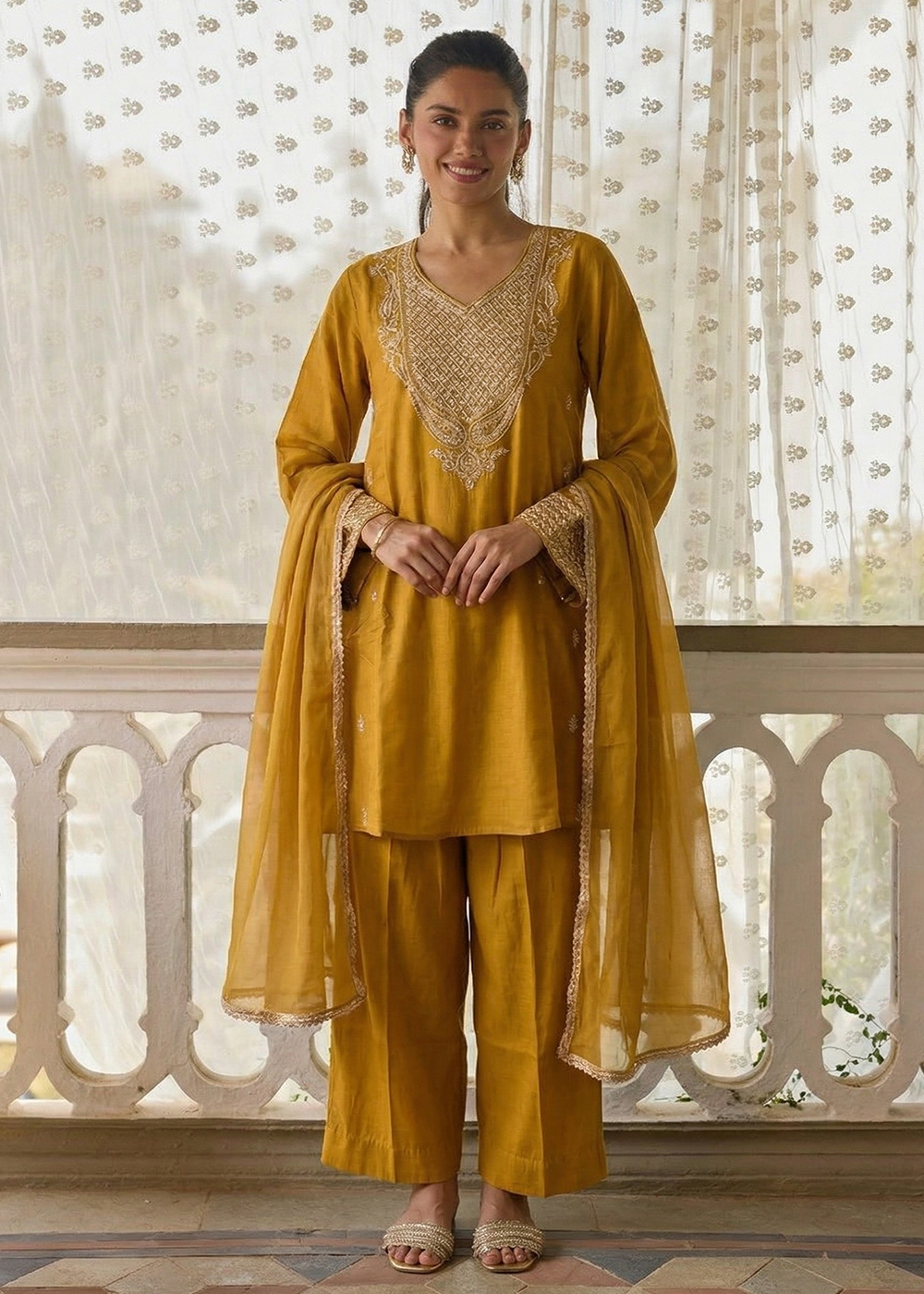 Buy Now Designer Style Yellow Festive Pant Style Salwar Suit Online in US, UK, Canada, Netherlands, Germany, Italy, France, Sweden, UAE & Worldwide at Empress.