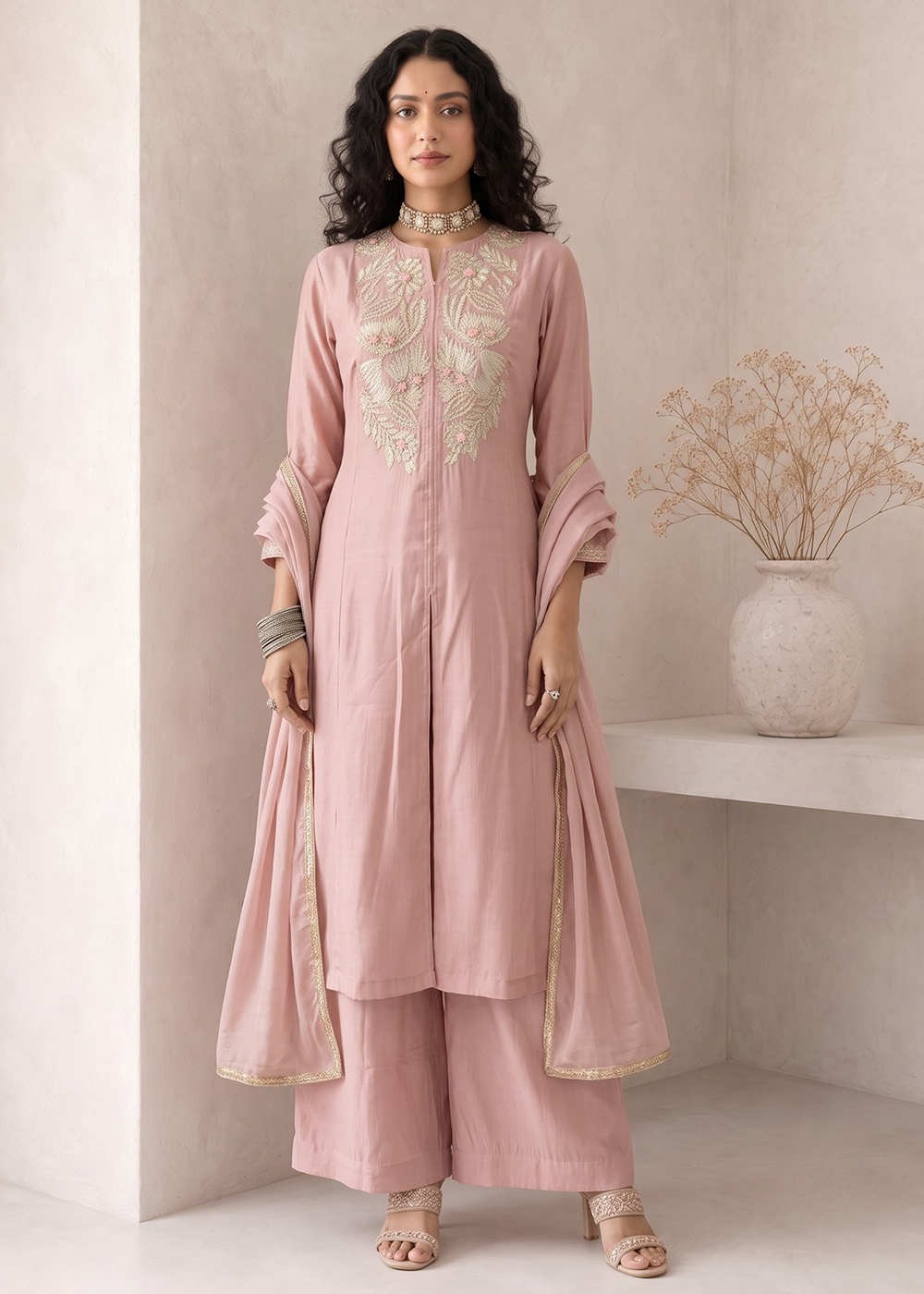 Buy Now Pink A Line Anarkali Style Festive Salwar Suit Online in US, UK, Canada, Netherlands, Germany, Italy, France, Sweden, Austria &amp; Worldwide at Empress.